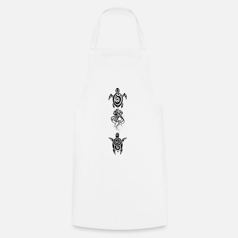 Deux tortues et une méduse (noir) - Tablier de cuisine - blanc
