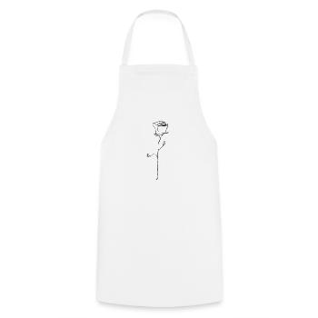 White rose with black outline - Cooking Apron - white - Front - AI Model Male 185 dark (185cm)