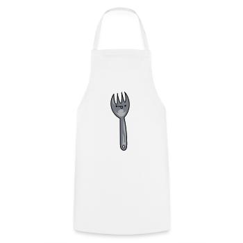 Funny cartoon spork with face - Cooking Apron - white - Front - AI Model Male 185 dark (185cm)