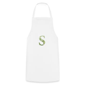 Letter S, Monogram, Floral Pattern - Cooking Apron - white - Front - AI Model Male 185 dark (185cm)