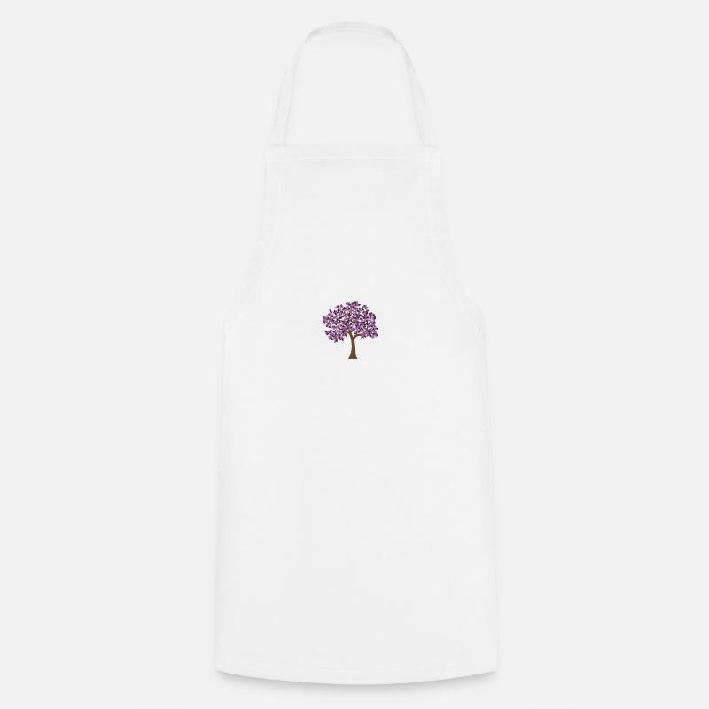 purple tree - Cooking Apron - white