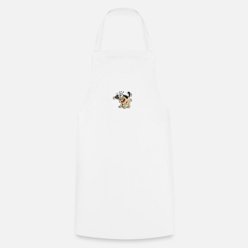 Dessin animé drôle de pose de caca de chien et d’humour de chiot - Tablier de cuisine - blanc
