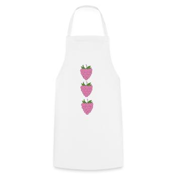 Motif trio framboises - Tablier de cuisine - blanc - Devant - AI Model Male 185 dark (185cm)