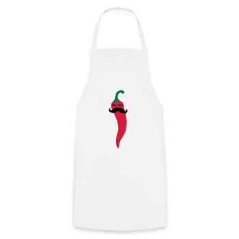 hot chili moustache gemüse vegan mexican - Kochschürze - Weiß - Vorne - AI Model Male 185 dark (185cm)
