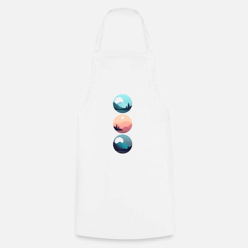 Mountain Landscape Geometric Art - Cooking Apron - white