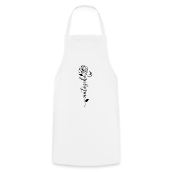 Natascha Nom Prénom Prénom Fleur - Tablier de cuisine - blanc - Devant - AI Model Male 185 dark (185cm)