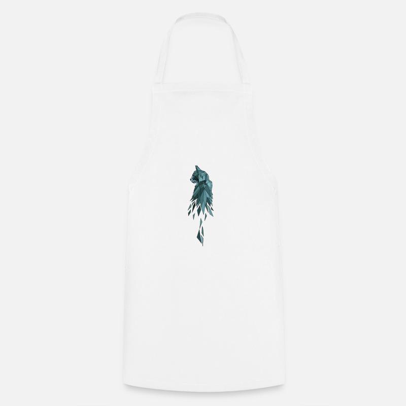 Chat polygone bleu - Tablier de cuisine - blanc