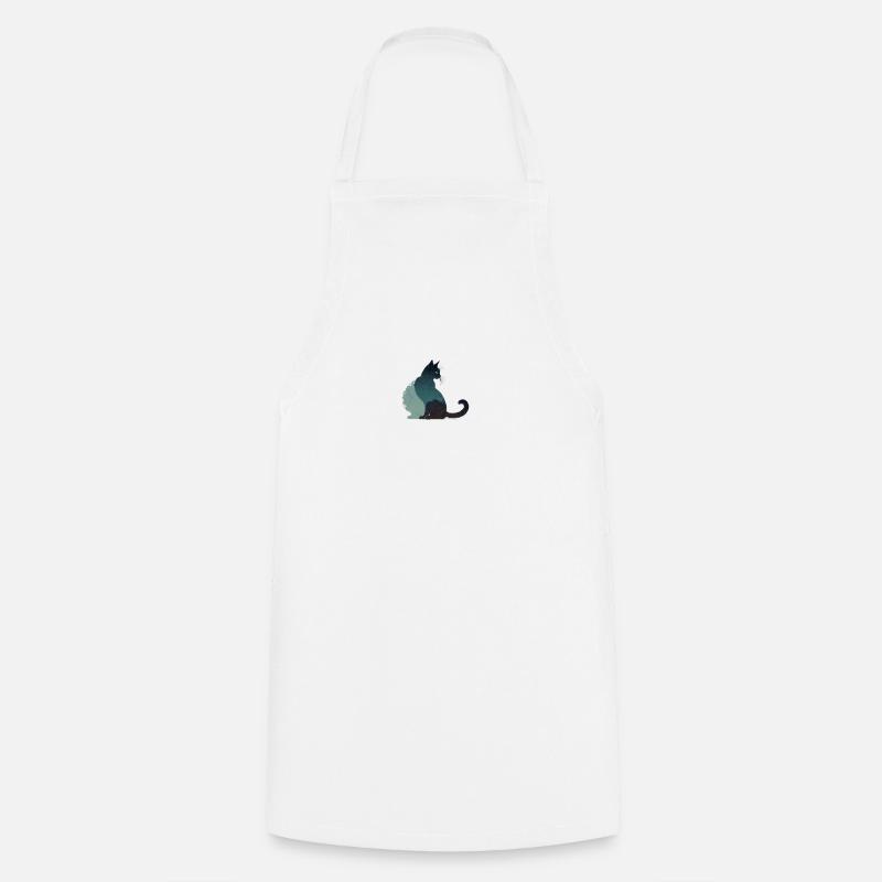 chat noir - Tablier de cuisine - blanc