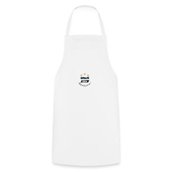 FINALLY RETIREMENT - Cooking Apron - white - Front - AI Model Male 185 dark (185cm)