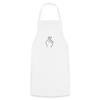 Cross Finger Gesture - Gen Z Heart - Cooking Apron - white - Front - AI Model Male 185 dark (185cm)