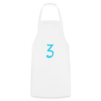 3 YEARS. 3rd ANNIVERSARY. BIRTHDAY 3 YEARS. THREE - Cooking Apron - white - Front - AI Model Male 185 dark (185cm)