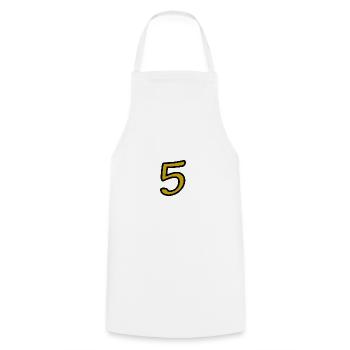 5. 5 YEARS. 5th ANNIVERSARY. 5 YEAR ANNIVERSARY. 5. - Cooking Apron - white - Front - AI Model Male 185 dark (185cm)