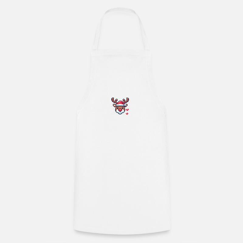 8 bits tête de renne de Noël - Tablier de cuisine - blanc