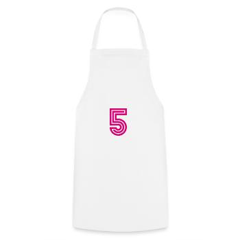 5. 5 YEARS. 5th ANNIVERSARY. 5 YEAR ANNIVERSARY. 5. - Cooking Apron - white - Front - AI Model Male 185 dark (185cm)