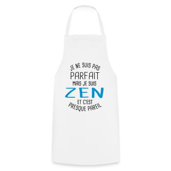 Pas parfait mais zen - Tablier de cuisine - blanc - Devant - AI Model Male 185 dark (185cm)