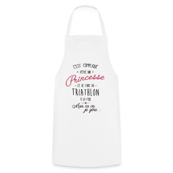 Princesse et Triathlon - Cadeau femme fille - Tablier de cuisine - blanc - Devant - AI Model Male 185 dark (185cm)
