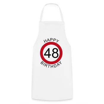 Joyeux anniversaire 48 anniversaire de signe de route - Tablier de cuisine - blanc - Devant - AI Model Male 185 dark (185cm)