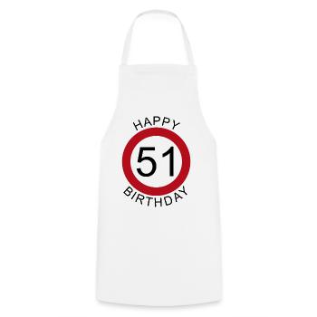 Happy Birthday 51 Traffic Sign Birthday - Cooking Apron - white - Front - AI Model Male 185 dark (185cm)