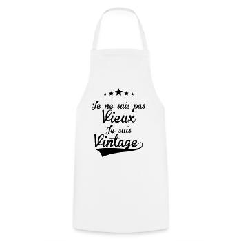 Vintage_FR_H - Tablier de cuisine - blanc - Devant - AI Model Male 185 dark (185cm)