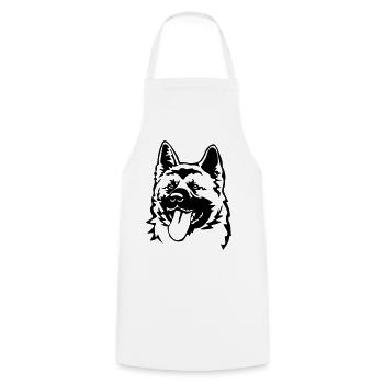 American Akita Kopf - Kochschürze - Weiß - Vorne - AI Model Male 185 dark (185cm)