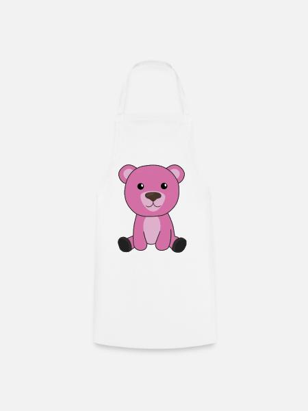 rosa Bär bunte Bärchen süß Tiere Teddy - Kochschürze - Weiß