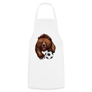 Bär mit Fußball - Kochschürze - Weiß - Vorne - AI Model Male 185 dark (185cm)