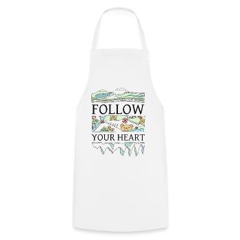"Follow your heart" beautiful saying - Cooking Apron - white - Front - AI Model Male 185 dark (185cm)