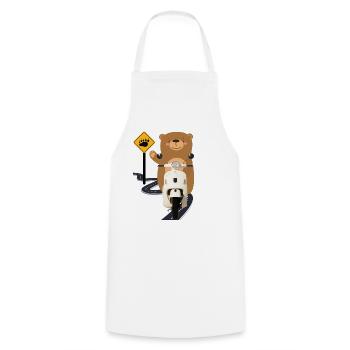 Ours brun cyclomoteur - Tablier de cuisine - blanc - Devant - AI Model Male 185 dark (185cm)