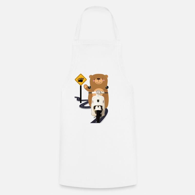 Moped Brown Bear - Cooking Apron - white