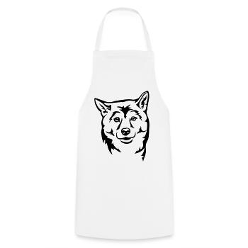 Shiba Head - Cooking Apron - white - Front - AI Model Male 185 dark (185cm)