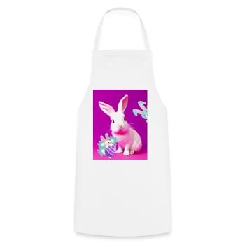 Lapin de Pâques rose avec œuf de Pâques rose - Tablier de cuisine - blanc - Devant - AI Model Male 185 dark (185cm)