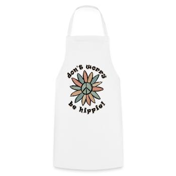 Mach dir keine Sorgen - Sei Hippie - Süßer Retro-Grunge-Frieden - Kochschürze - Weiß - Vorne - AI Model Male 185 dark (185cm)