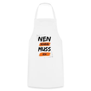 Nen scheiß muss ich - Kochschürze - Weiß - Vorne - AI Model Male 185 dark (185cm)