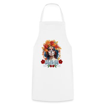 Dia De los Muertos Woman Multicolored Floral Skull - Cooking Apron - white - Front - AI Model Male 185 dark (185cm)