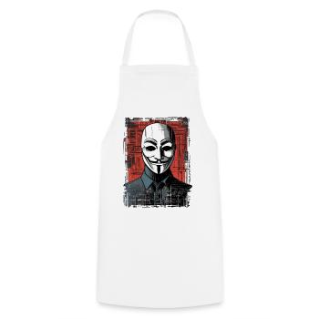 Anonymous Mask - Cooking Apron - white - Front - AI Model Male 185 dark (185cm)