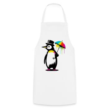 Penguin with hat and umbrella for rain - Cooking Apron - white - Front - AI Model Male 185 dark (185cm)