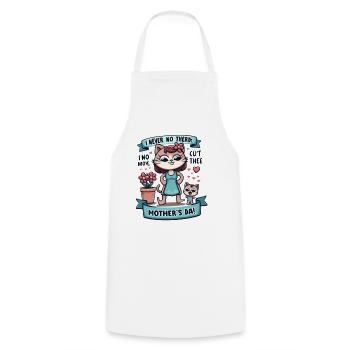 Mother's Day Fun and Affectionate Cat - Cooking Apron - white - Front - AI Model Male 185 dark (185cm)