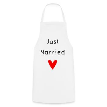 COUPLE. JUST MARRIED. EVJF. SAINT VALENTIN. LOVE. - Tablier de cuisine - blanc - Devant - AI Model Male 185 dark (185cm)
