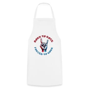 Born to rock! Born to rock! # - Cooking Apron - white - Front - AI Model Male 185 dark (185cm)