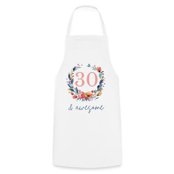 30 et génial ! personnalisable - Tablier de cuisine - blanc - Devant - AI Model Male 185 dark (185cm)