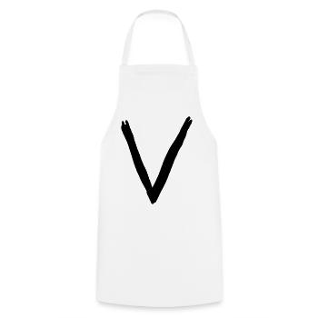 Buchstaben V - Kochschürze - Weiß - Vorne - AI Model Male 185 dark (185cm)