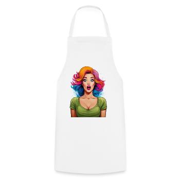 Illustration féminine pop art colorée - Tablier de cuisine - blanc - Devant - AI Model Male 185 dark (185cm)