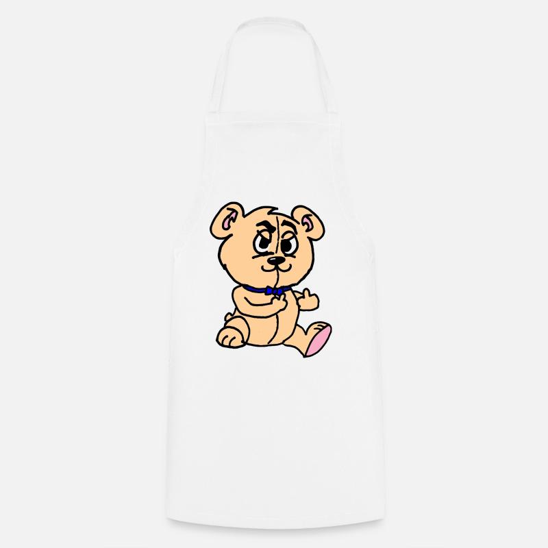Chiot mignon avec collier bleu - Tablier de cuisine - blanc