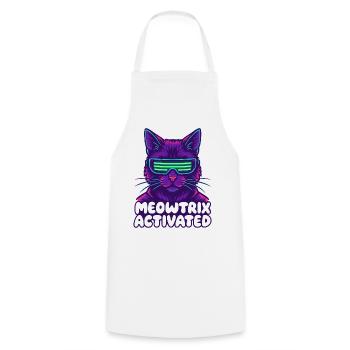 Meowtrix Activated Neon Cat - Kochschürze - Weiß - Vorne - AI Model Male 185 dark (185cm)
