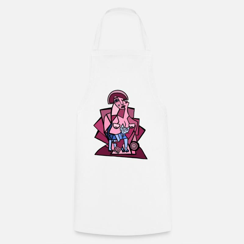 Me, Overthinking with My Cat - Cooking Apron - white