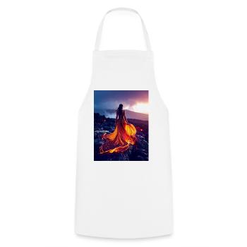 Feuerähnliches Kleid auf Lavafeld - Kochschürze - Weiß - Vorne - AI Model Male 185 dark (185cm)
