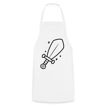 Minimalistisches Schwert Ritter Fantasy Line Art - Kochschürze - Weiß - Vorne - AI Model Male 185 dark (185cm)