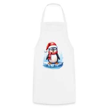 Pinguin im Winter und zu Weihnachten - Kochschürze - Weiß - Vorne - AI Model Male 185 dark (185cm)