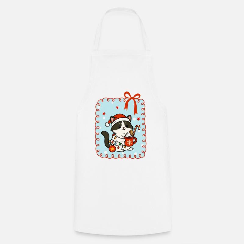 Chat à Noël - Tablier de cuisine - blanc