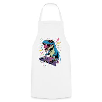 DJ Dinosaur - Cooking Apron - white - Front - AI Model Male 185 dark (185cm)